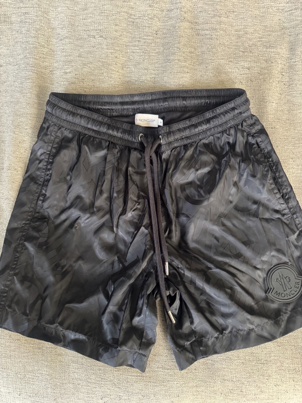 Moncler Black Tonal Logo Swim Shorts
